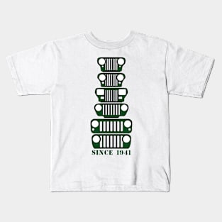 Jeep Grills Dark Green Logo Kids T-Shirt